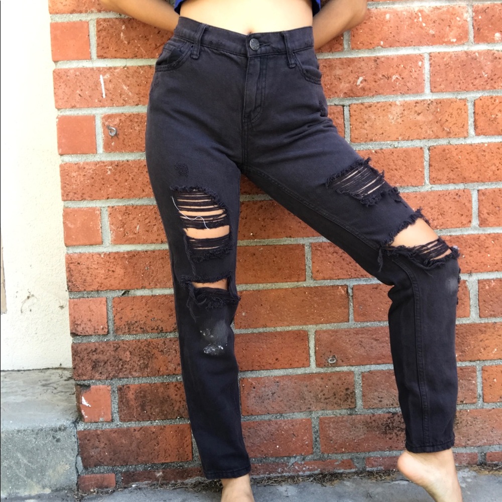 BDG black distressed boyfriend jeans